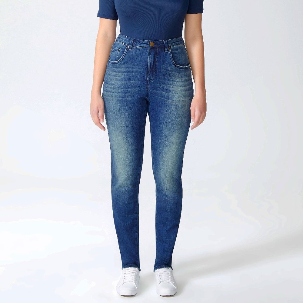 Universal Standard - Logan High Rise 5 Pocket Jeans Distressed Blue Sz 12